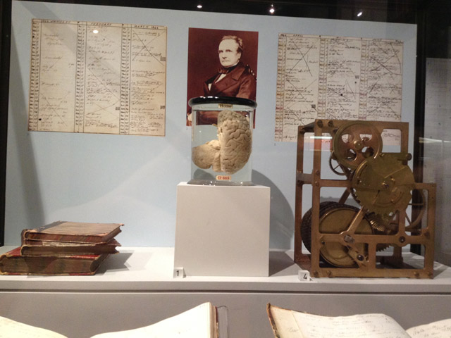 Charles Babbage's brain and book of plans, and technical drawings.